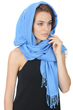 Cachemire et Soie accessoires etoles chales platine bleu miro 204 cm x 92 cm
